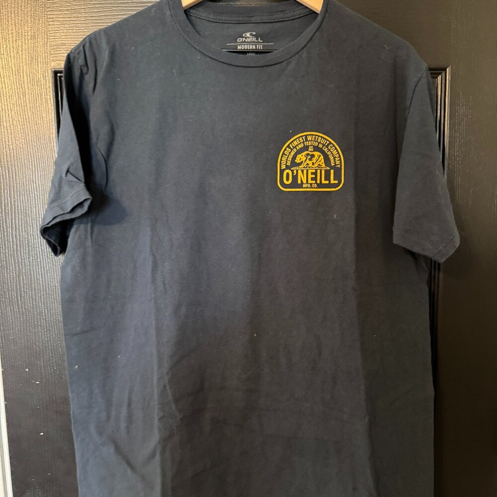 EUC Mens Oneill Graphic Tshirt Navy Yellow Loose Fit Large